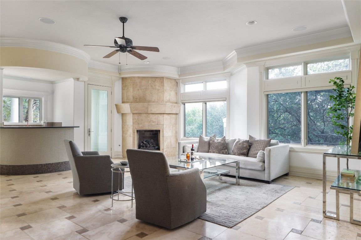 Fireplace, Interior, Living room, Recessed Lighting