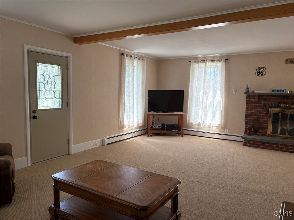 Empty room, Fireplace, Interior, Wooden Beams