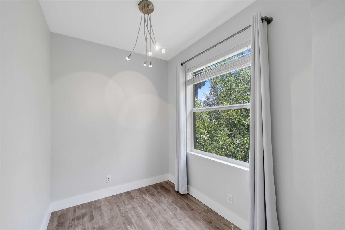 Empty room, Interior, Pendant Lights, Wood Texture Flooring
