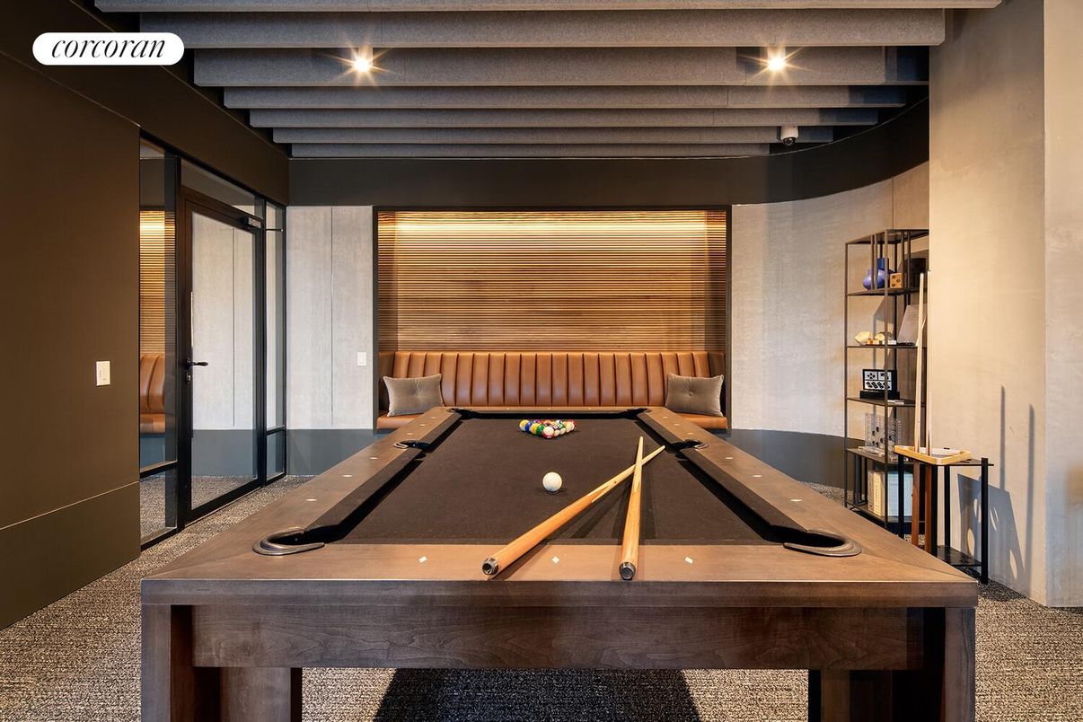 Billiard Table, Game Room, Interior, Recessed Lighting