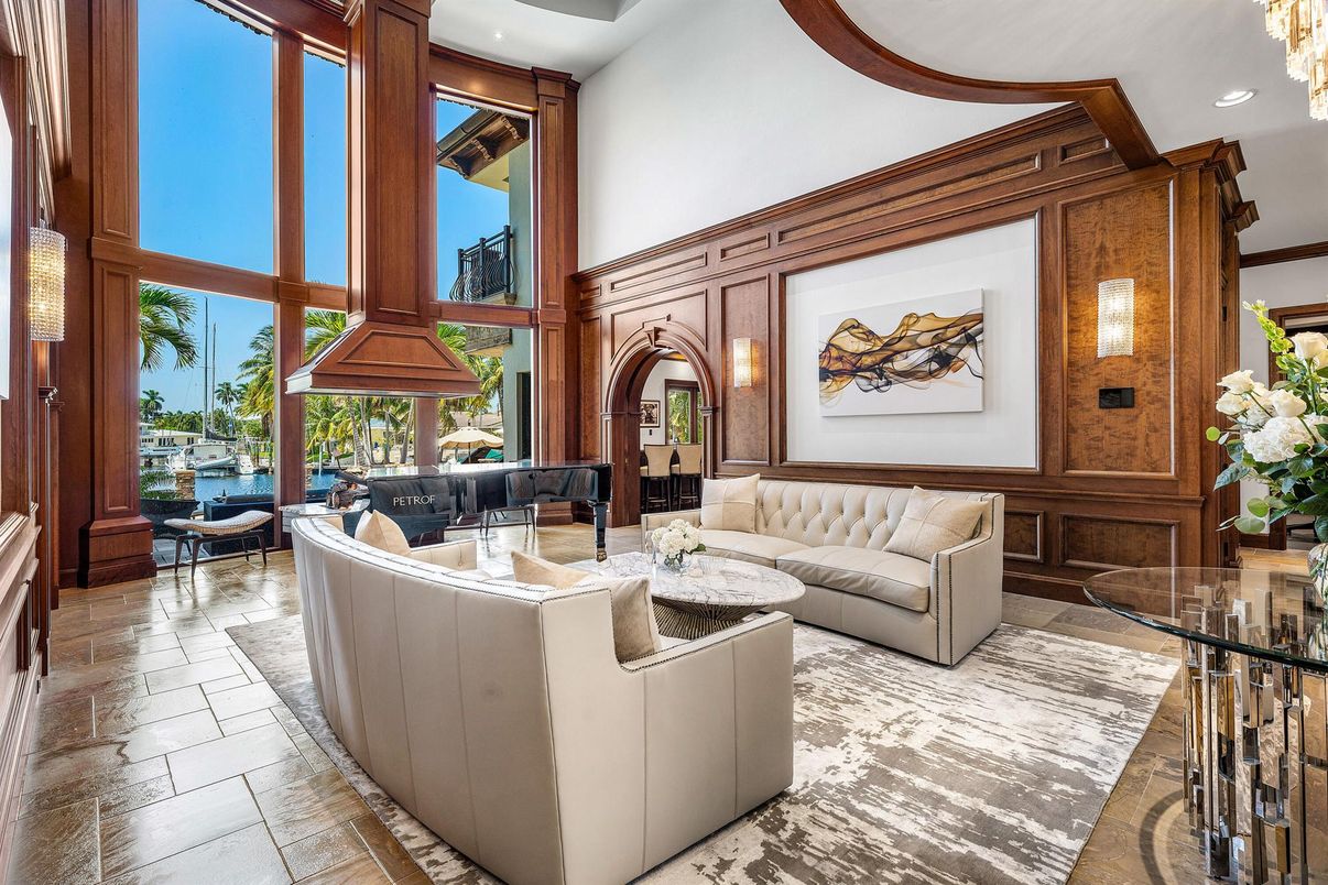 Interior, Living room, Recessed Lighting, Wooden Walls