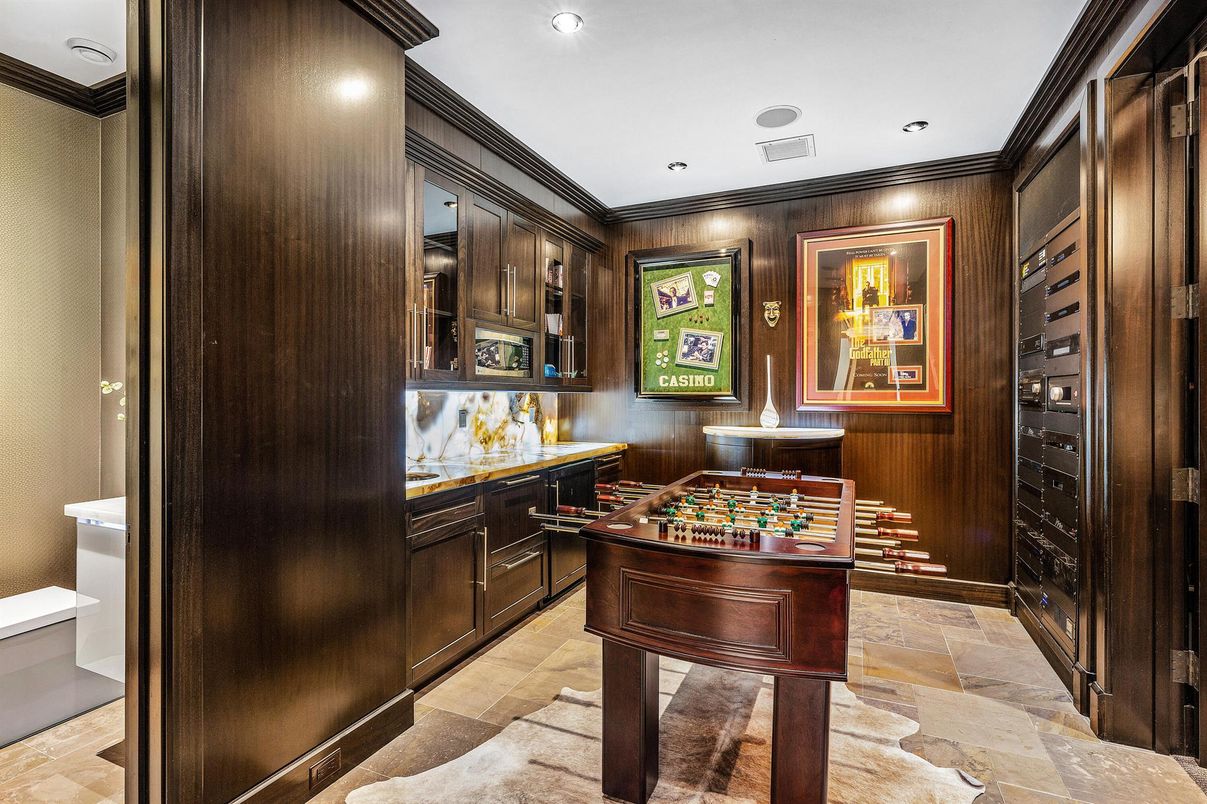 Game Room, Interior, Recessed Lighting, Wooden Walls