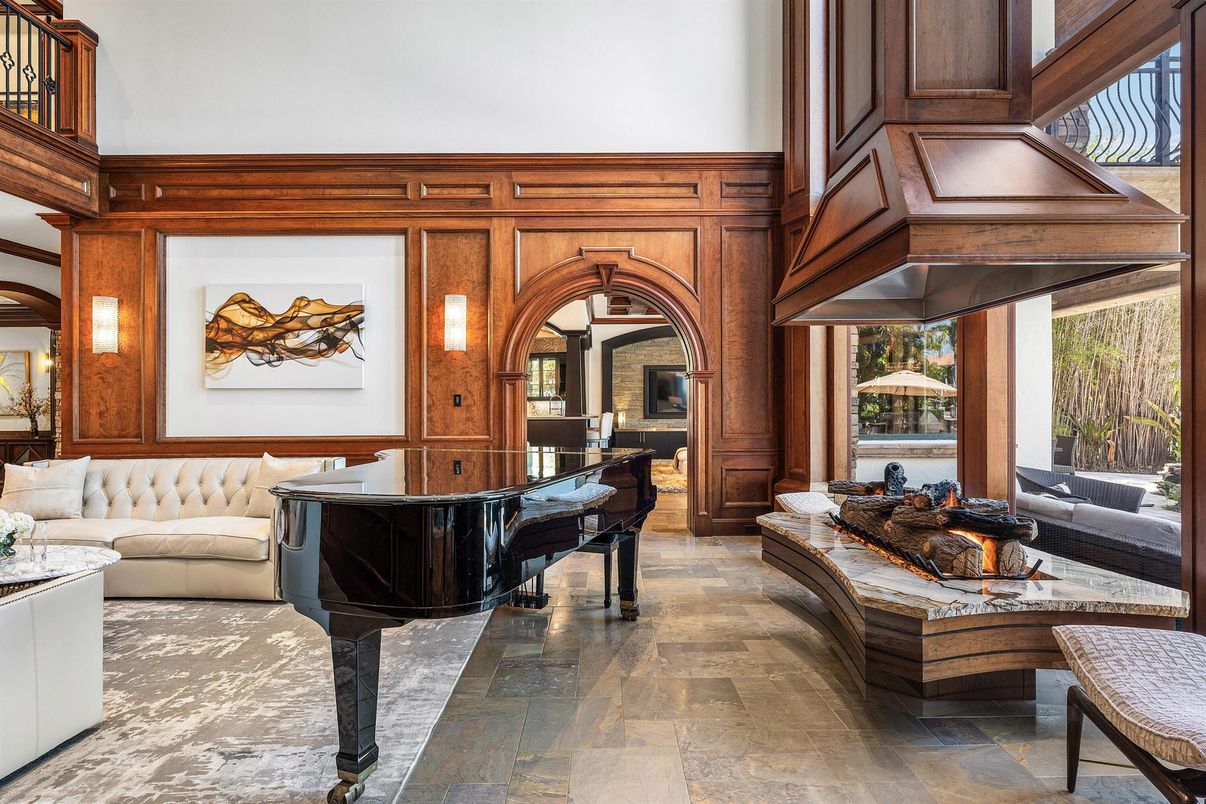 Interior, Living room, Piano, Wooden Walls