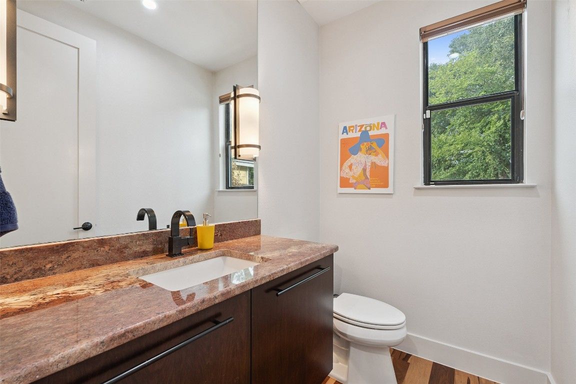 Bathroom, Interior, Recessed Lighting, Wood Texture Flooring