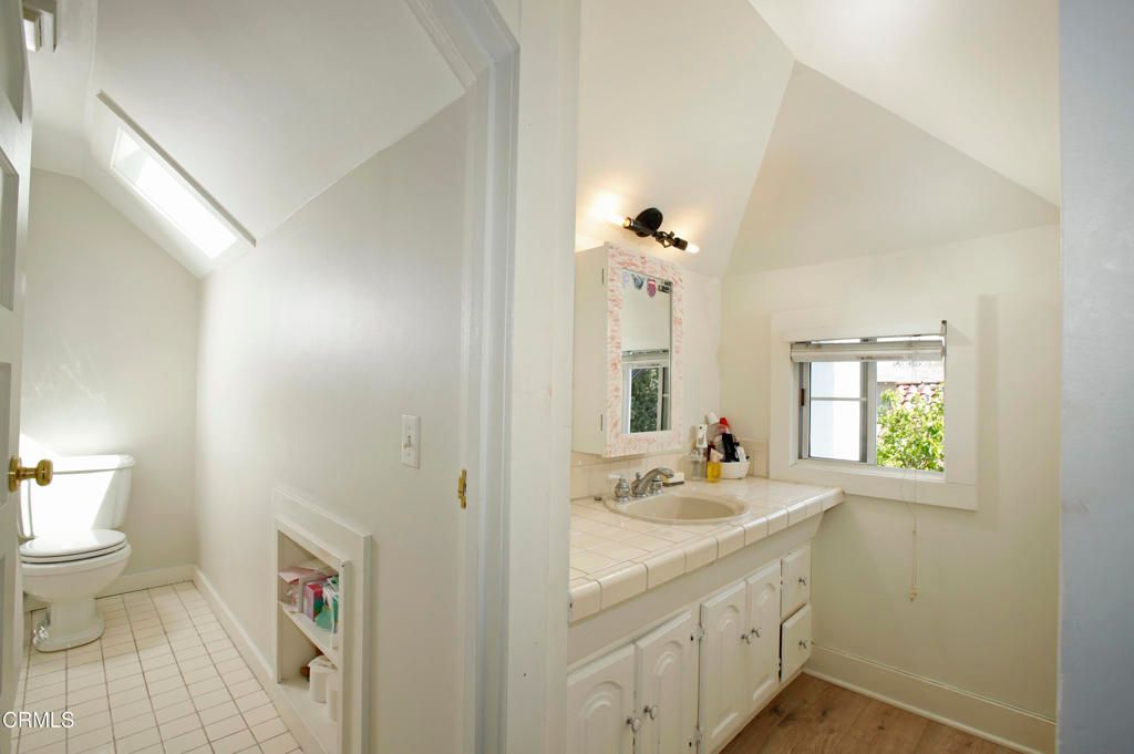 Bathroom, Interior, Tile Countertops, Wood Texture Flooring