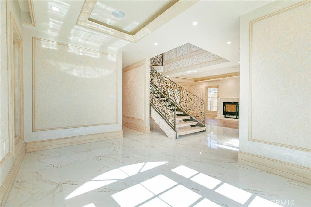 Fireplace, Interior, Marble, Recessed Lighting