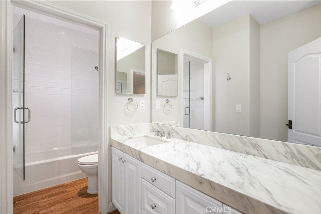 Bathroom, Glass Shower, Interior, Wood Texture Flooring