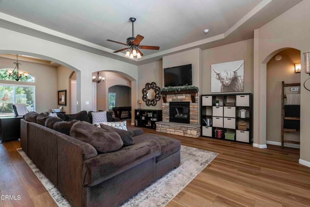 Chandelier, Fireplace, Interior, Living room, Pendant Lights, Wood Texture Flooring