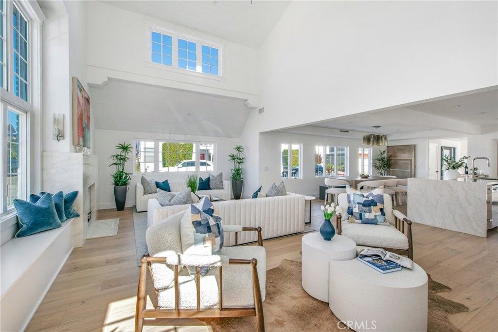 Dining room, Fireplace, Interior, Living room, Pendant Lights, Wood Texture Flooring