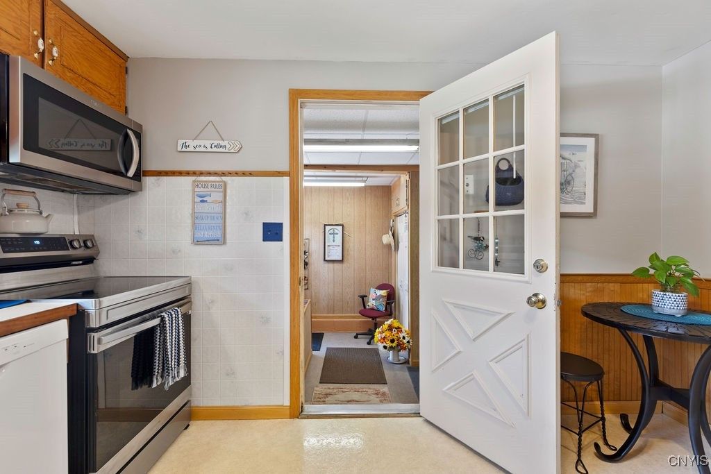 Interior, Kitchen, Stainless Steel Appliances, Wooden Walls