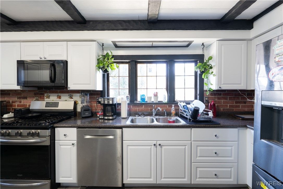 Interior, Kitchen, Stainless Steel Appliances, Wooden Beams