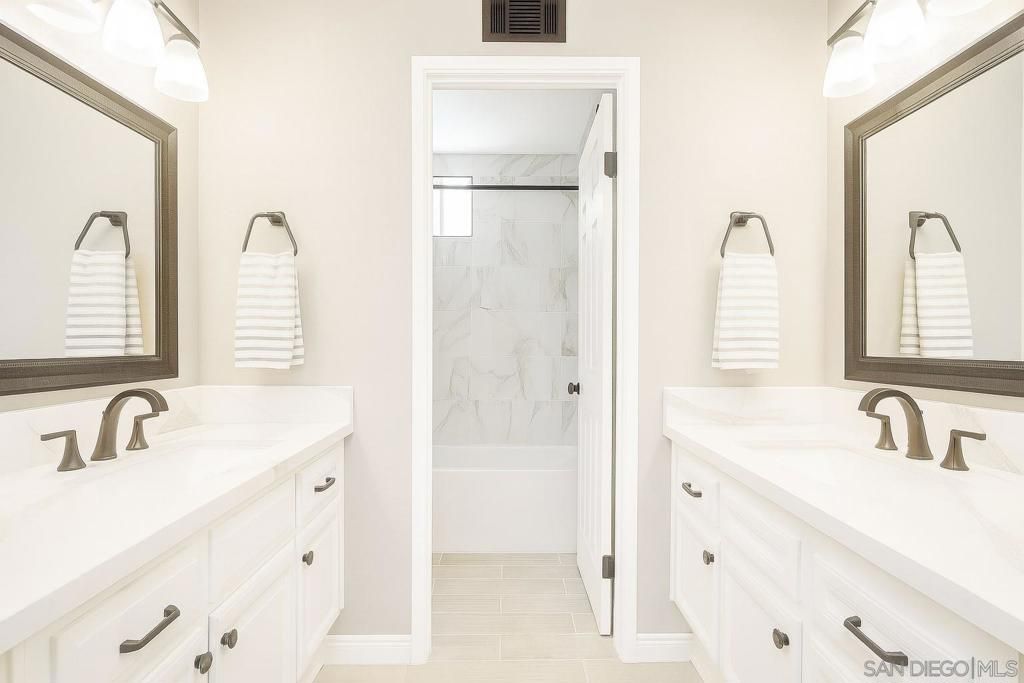 Bathroom, Dual Sink Vanities, Glass Shower, Interior, Marble Walls