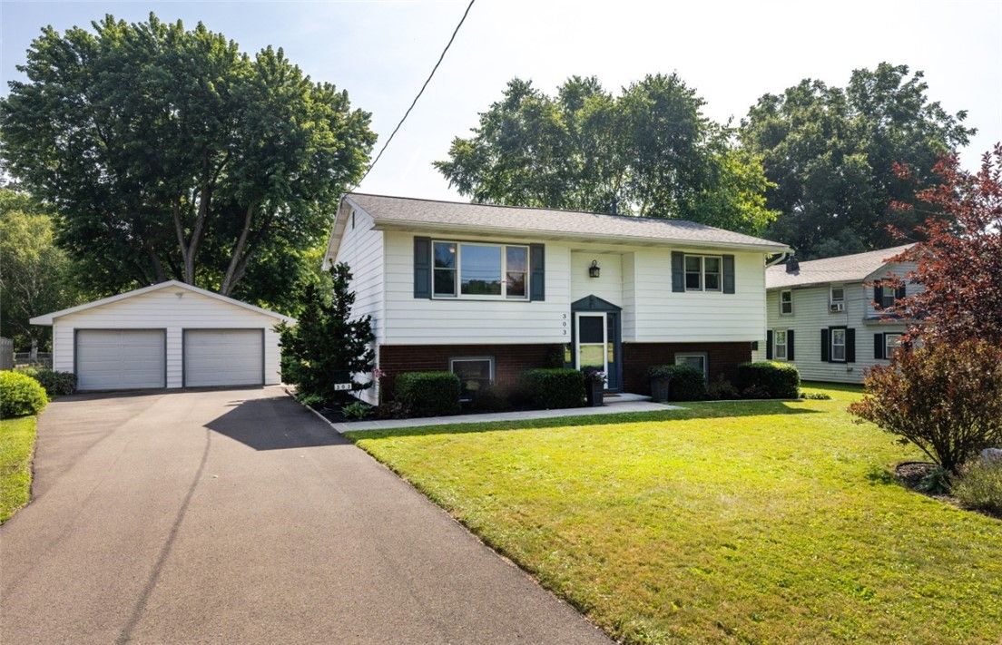 Detached Garage, Exterior, Facade, Brick Facade, Raised Ranch