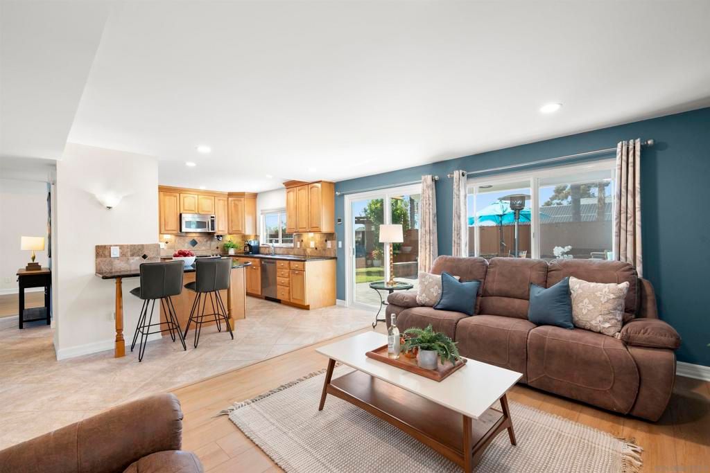 Interior, Kitchen, Living room, Recessed Lighting, Stainless Steel Appliances, Wood Texture Flooring