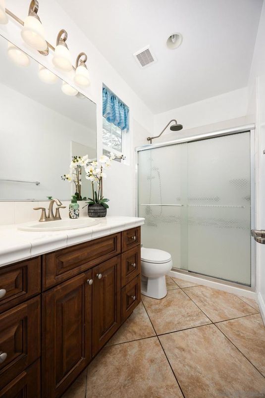 Bathroom, Glass Shower, Interior, Tile Countertops