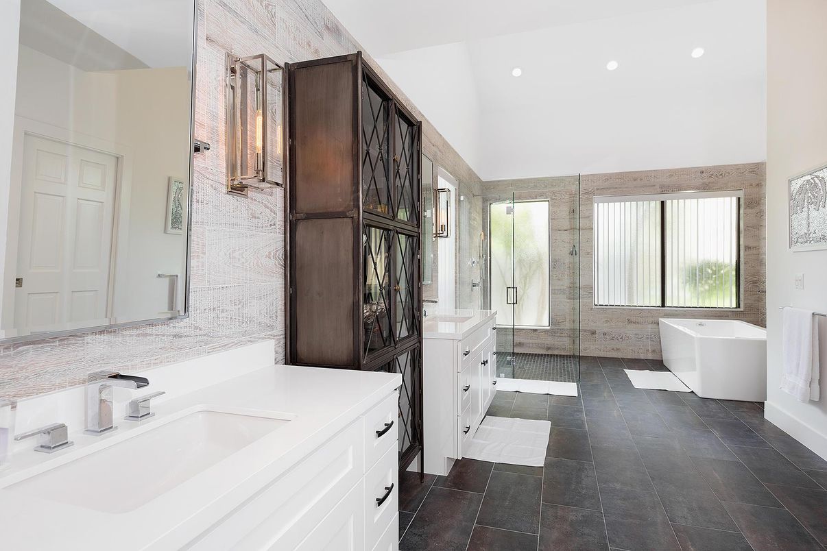 Bathroom, Dual Sink Vanities, Free Standing Baths, Glass Shower, Interior, Recessed Lighting