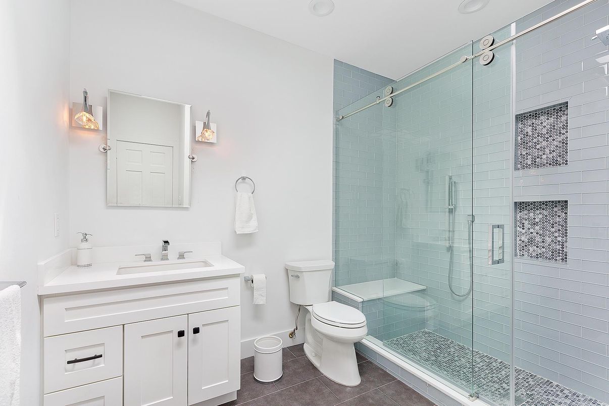 Bathroom, Glass Shower, Interior, Recessed Lighting