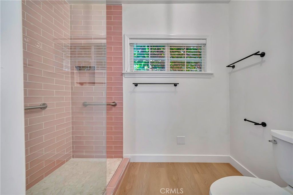 Bathroom, Glass Shower, Interior, Wood Texture Flooring