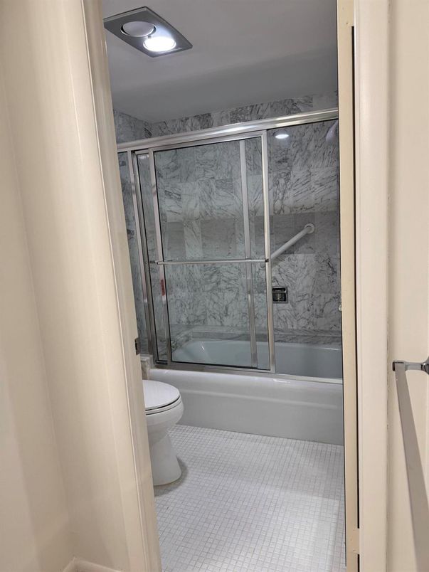 Bathroom, Glass Shower, Interior, Marble Walls, Recessed Lighting