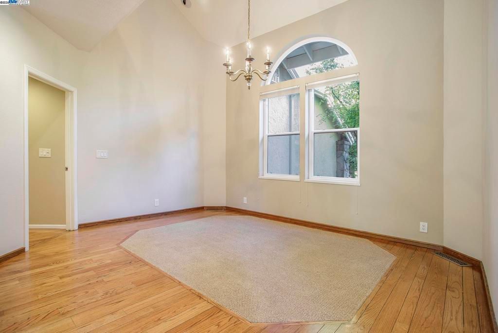 Chandelier, Empty room, Interior, Pendant Lights, Wood Texture Flooring