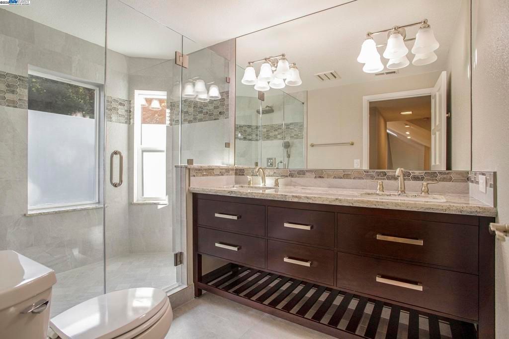 Bathroom, Dual Sink Vanities, Glass Shower, Interior