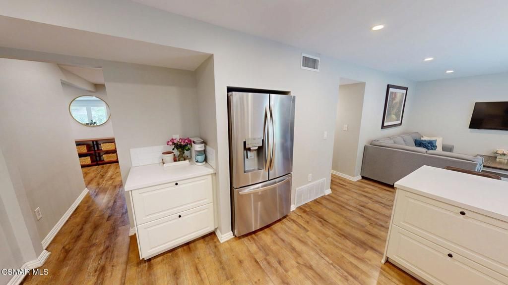 Interior, Kitchen, Living room, Recessed Lighting, Stainless Steel Appliances, Wood Texture Flooring