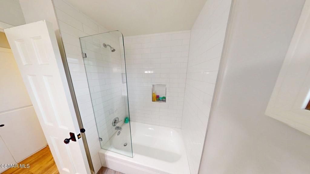 Bathroom, Glass Shower, Interior, Wood Texture Flooring