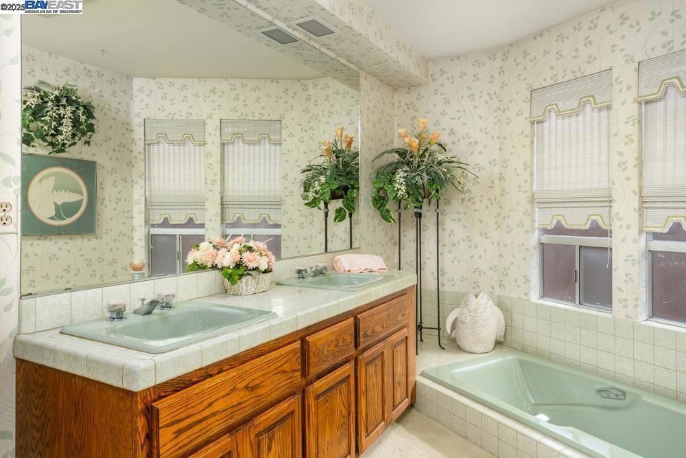 Bathroom, Dual Sink Vanities, Interior, Tile Countertops