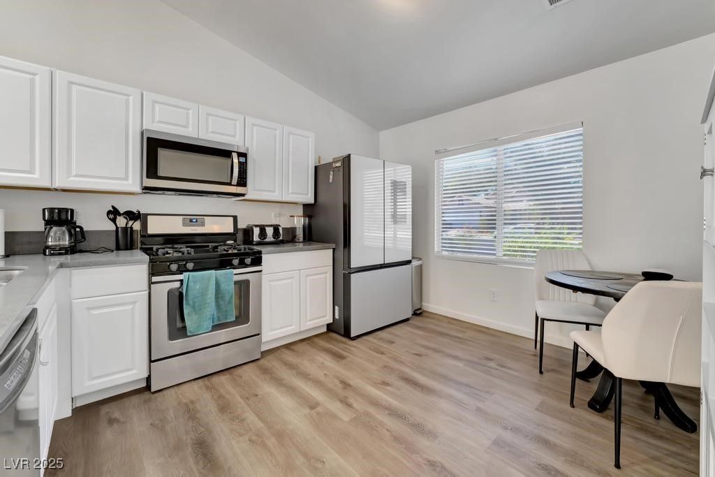 Interior, Kitchen, Stainless Steel Appliances, Wood Texture Flooring