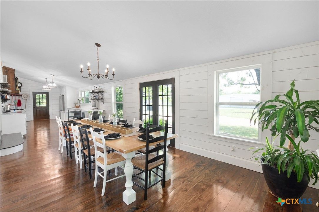 Chandelier, Dining room, Interior, Pendant Lights, Wood Texture Flooring