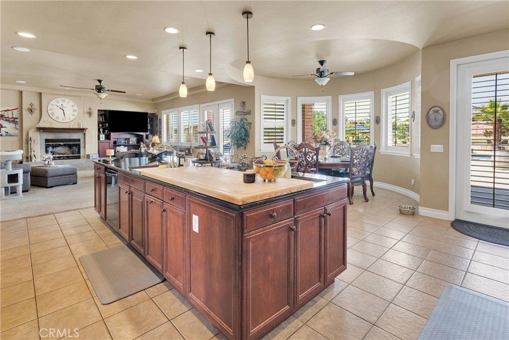 Dining room, Fireplace, Interior, Kitchen, Living room, Pendant Lights, Recessed Lighting