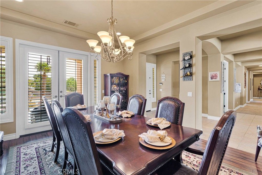 Chandelier, Dining room, Interior, Wood Texture Flooring