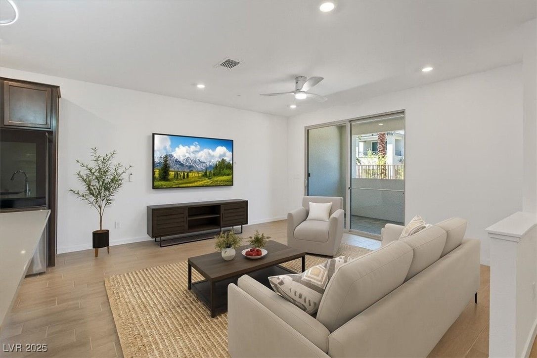 Interior, Living room, Recessed Lighting, Wood Texture Flooring