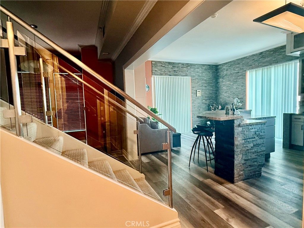 Interior, Recessed Lighting, Stone Walls, Wood Texture Flooring