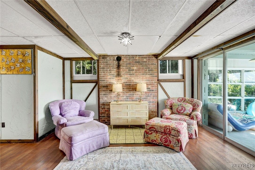 Interior, Stone Walls, Wood Texture Flooring