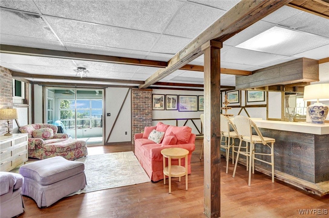 Interior, Living room, Stone Walls, Wooden Beams, Wood Texture Flooring