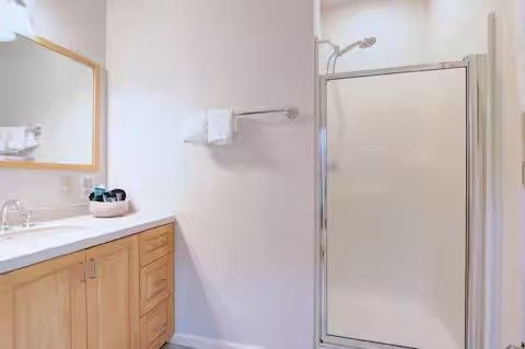 Bathroom, Glass Shower, Interior, Tile Countertops