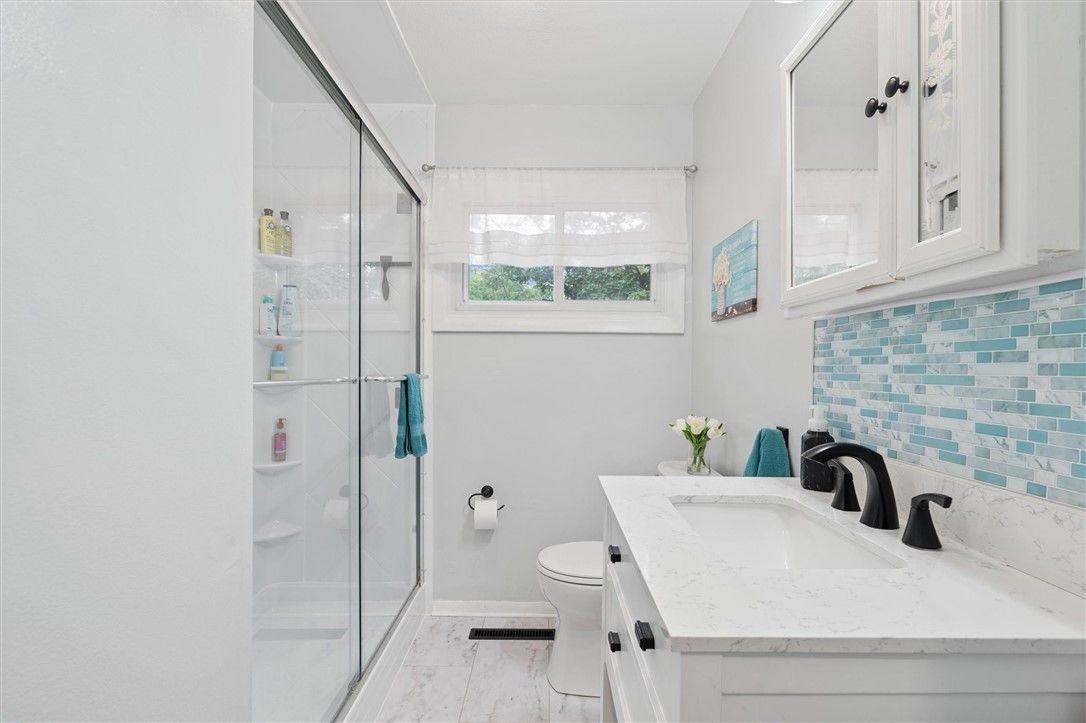 Bathroom, Glass Shower, Interior, Marble