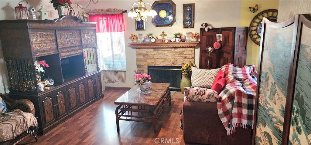 Chandelier, Fireplace, Interior, Living room, Wood Texture Flooring