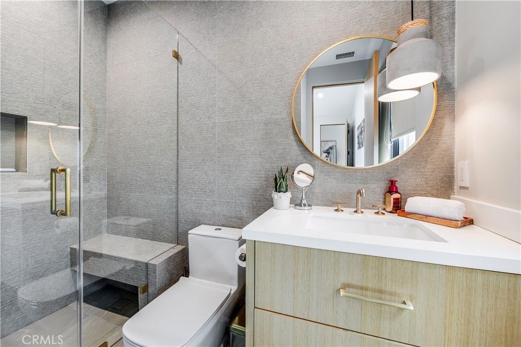 Bathroom, Glass Shower, Interior, Pendant Lights
