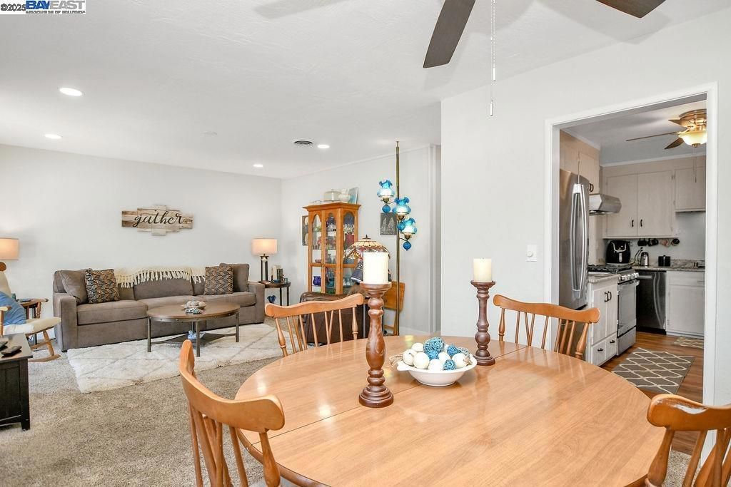 Dining room, Interior, Kitchen, Living room, Recessed Lighting, Stainless Steel Appliances