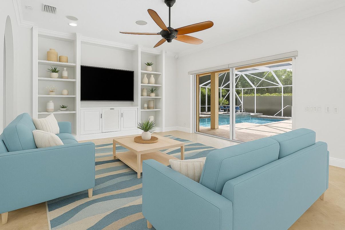 Interior, Living room, Pool, Recessed Lighting, Sun Room