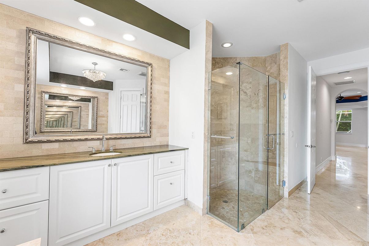 Bathroom, Glass Shower, Interior, Recessed Lighting