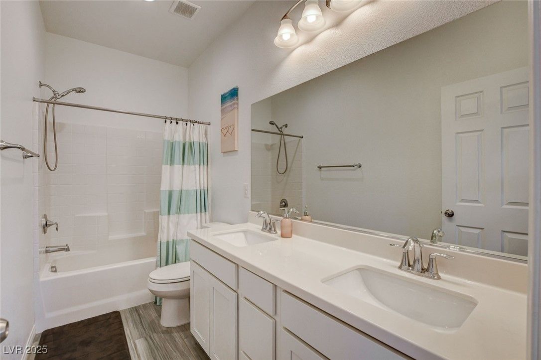 Bathroom, Dual Sink Vanities, Interior, Wood Texture Flooring