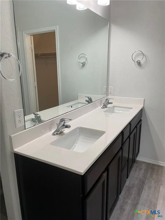 Bathroom, Dual Sink Vanities, Interior, Wood Texture Flooring