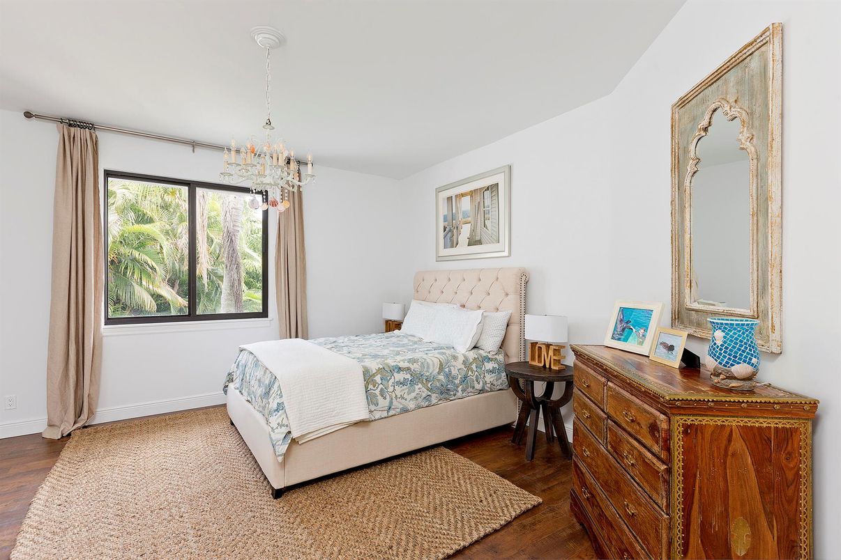 Bedroom, Chandelier, Interior, Wood Texture Flooring