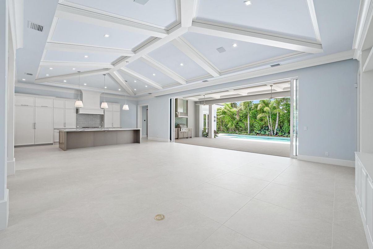 Empty room, Interior, Kitchen, Pendant Lights, Recessed Lighting
