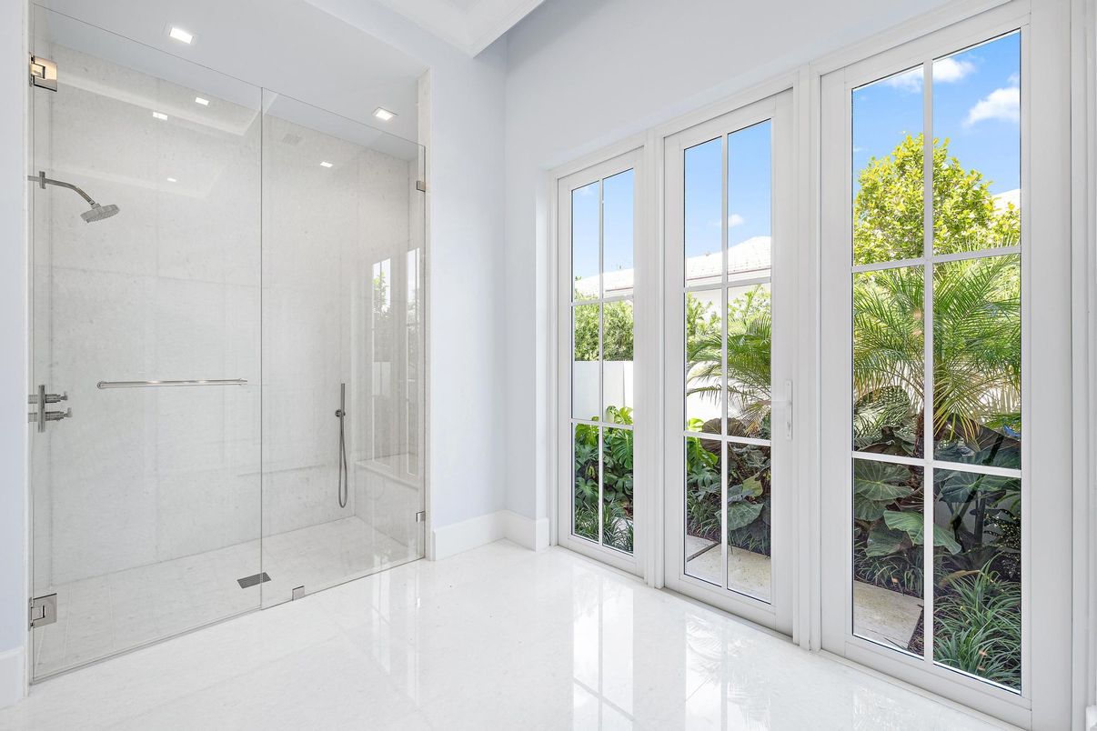 Bathroom, Glass Shower, Interior, Recessed Lighting