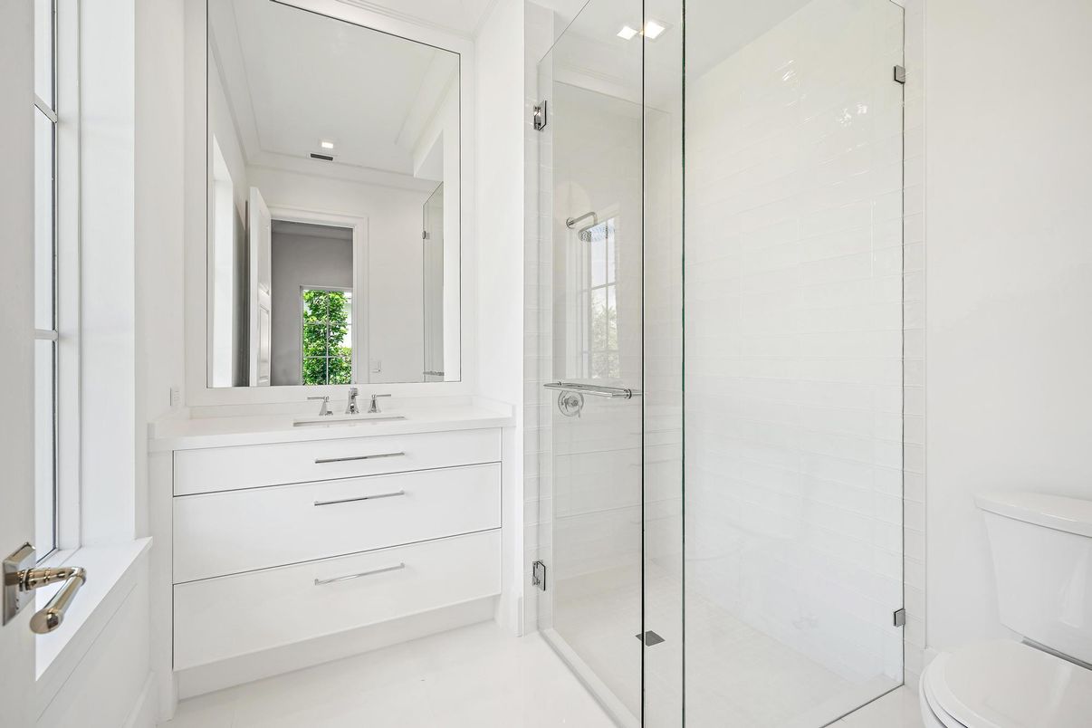 Bathroom, Glass Shower, Interior, Recessed Lighting