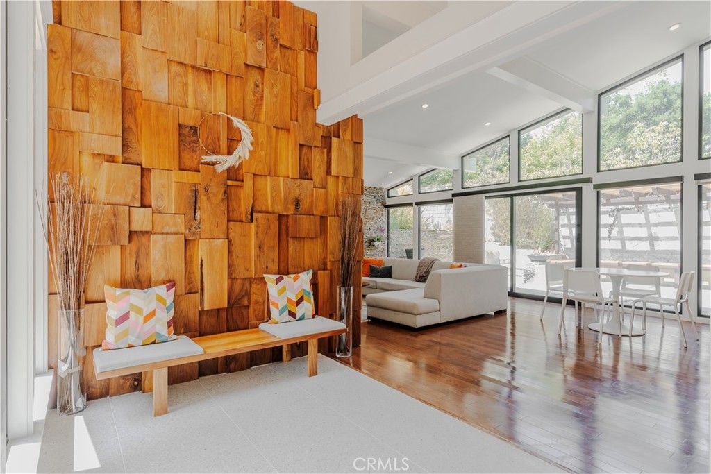 Interior, Living room, Recessed Lighting, Wood Texture Flooring, Wooden Walls